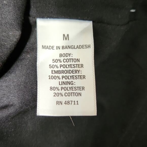 Ophelia Rose Black Spaghetti Strap Tank Top Size Med Embroidered Floral Lined - Picture 9 of 10